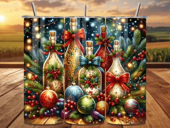 Download Festive Wine Bottles Berry Tumbler Wrap - Berry Collection