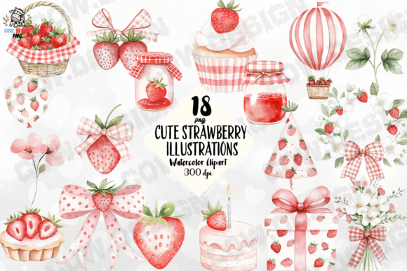 Download Cute Strawberry Illustrations PNG - Berry Collection