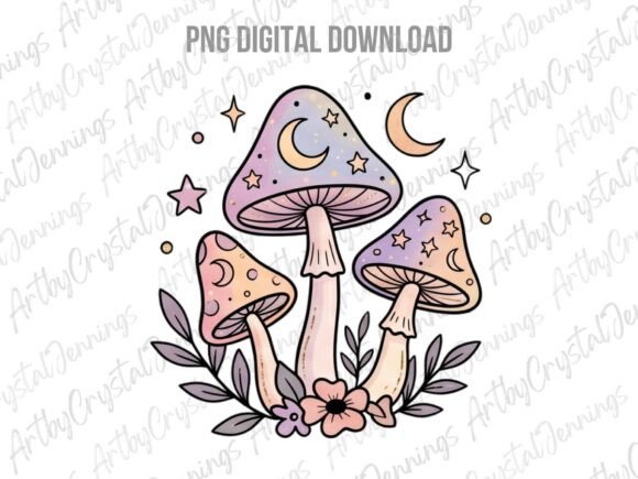 Download Celestial Pastel Mushrooms PNG - Mushrooms Collection