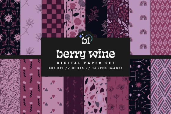 Download Berry Wine Digital Paper Set - Berry Collection
