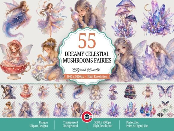 Download Dreamy Celestial Mushrooms Fairies PNGs - Mushrooms Collection