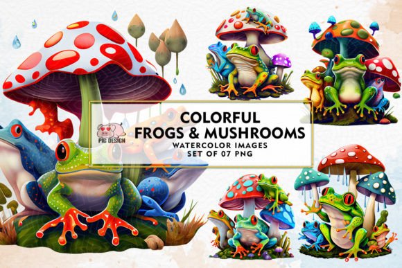 Download Colorful Frogs and Mushrooms Sublimation - Mushrooms Collection