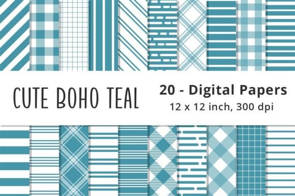 Download Cute Boho Teal Stripes Scrapbook Papers - Scrapbook papers Collection