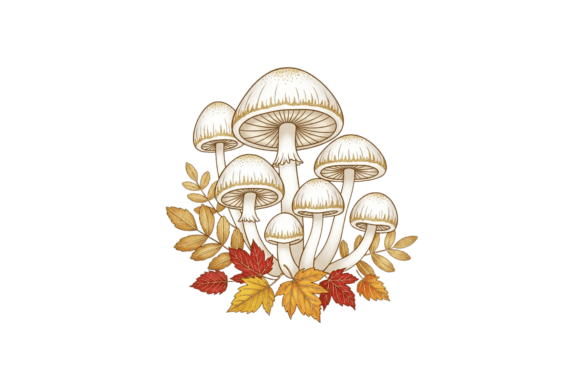 Download Forest Mushrooms with Autumn Foliage - Mushrooms Collection