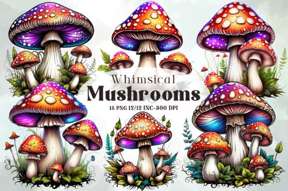 Download Whimsical Mushrooms Clipart - Mushrooms Collection