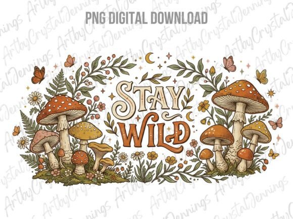 Download Cottage Core Mushrooms Stay Wild PNG - Mushrooms Collection