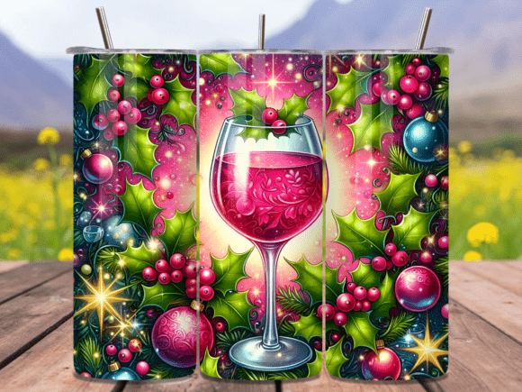 Download Holly Berry Wine Glass Tumbler Wrap PNG - Berry Collection