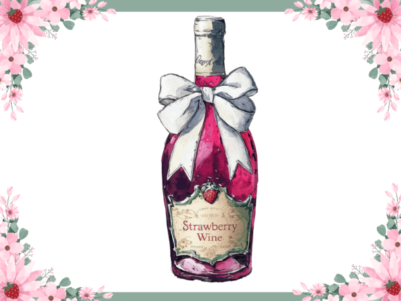Download Coquette Strawberry Wine with Bow Png - Berry Collection